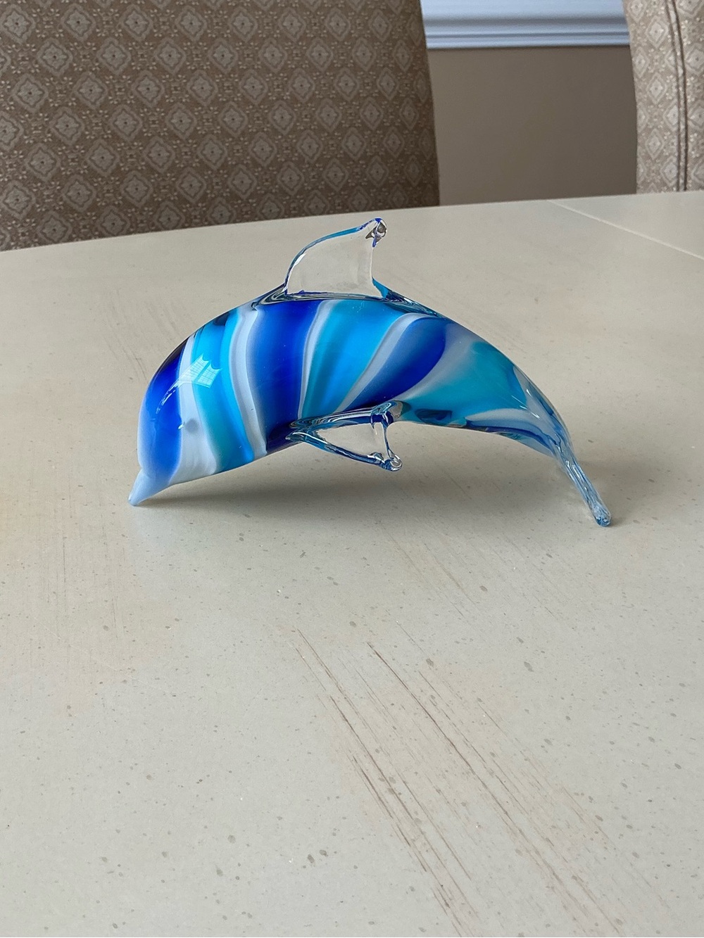 Blue & Turquoise Glass Dolphin Figurine